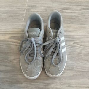 Adidas Gray and White Women's Suede Sneakers